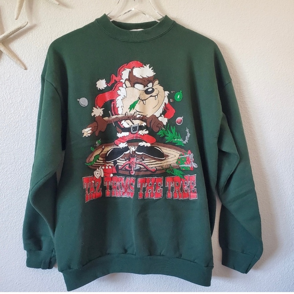 Vintage Looney Tunes Pullover Crew Sweater Size Large Christmas